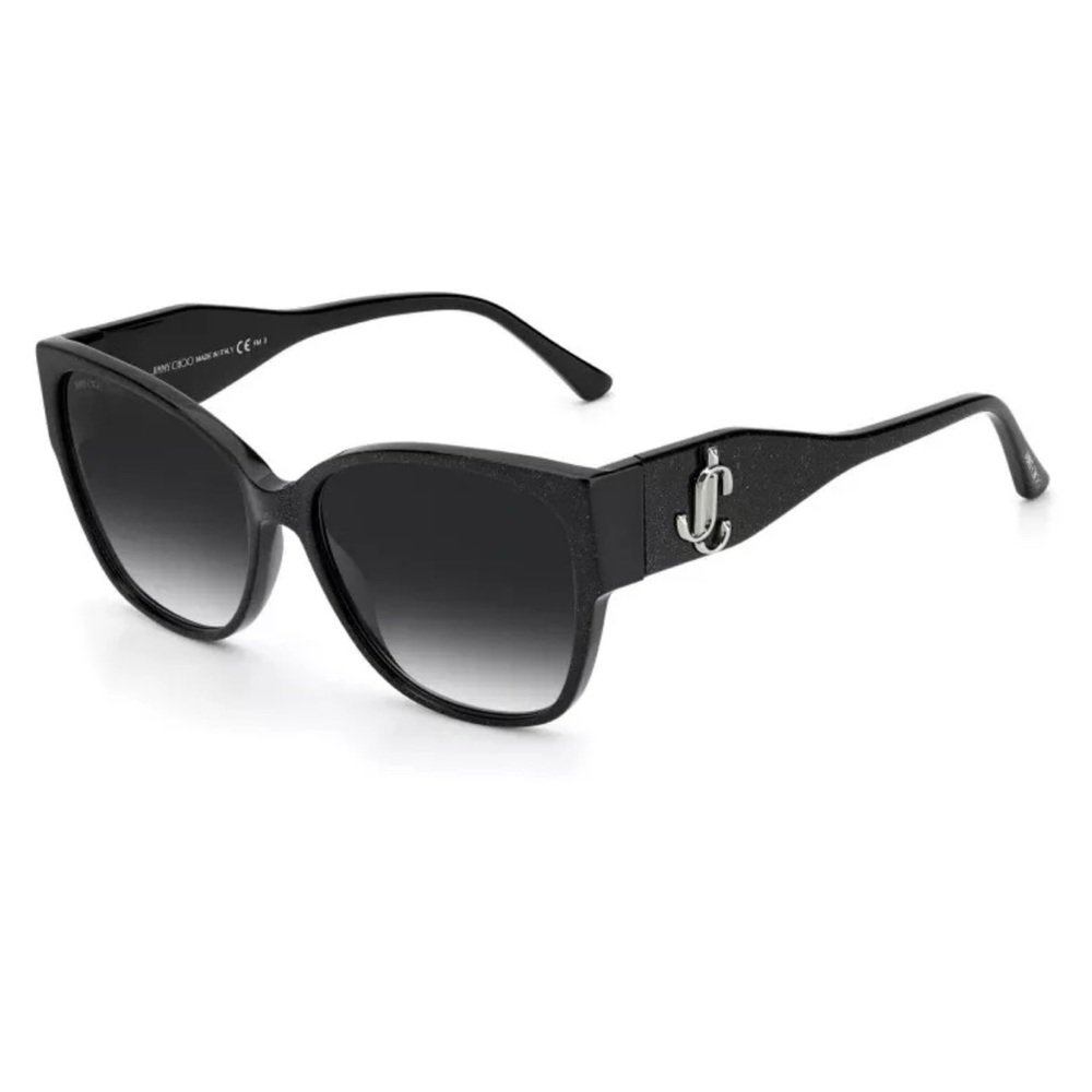 NWT [Jimmy Choo] SHAY Glitter Black Women’s Sunglasses with Case